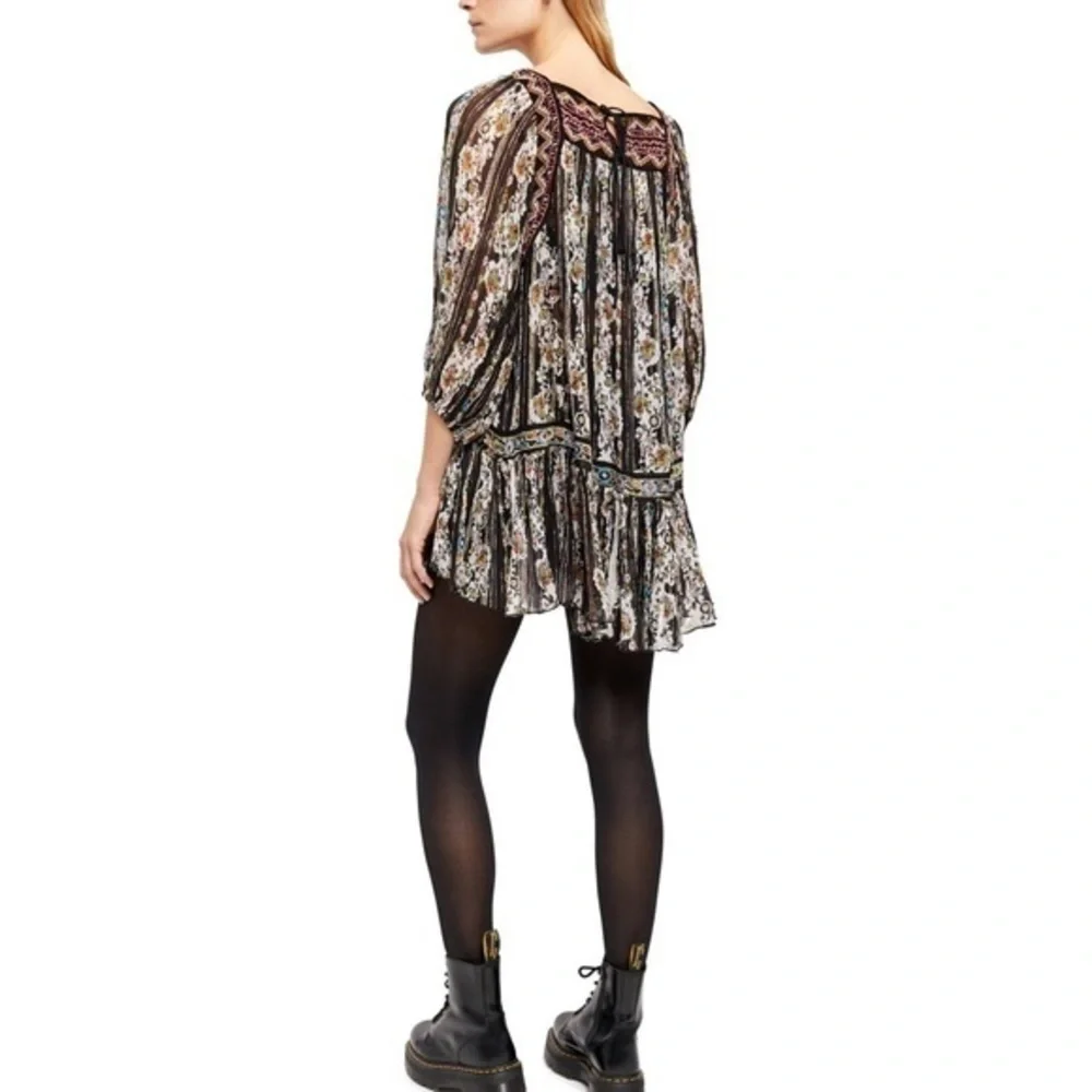 Free People Dance Magic Black Floral Printed Mini Dress - Picture 12 of 13